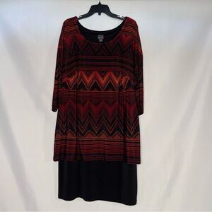 Covington Black & Red Layered Tunic Dress | Size 2X | EUC